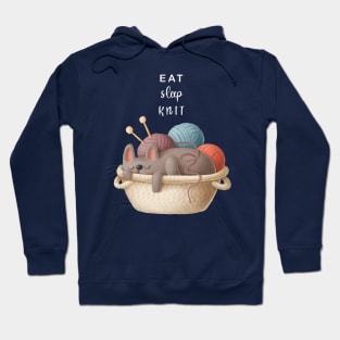 Eat Sleep Knit - Knitting With Cats Hoodie